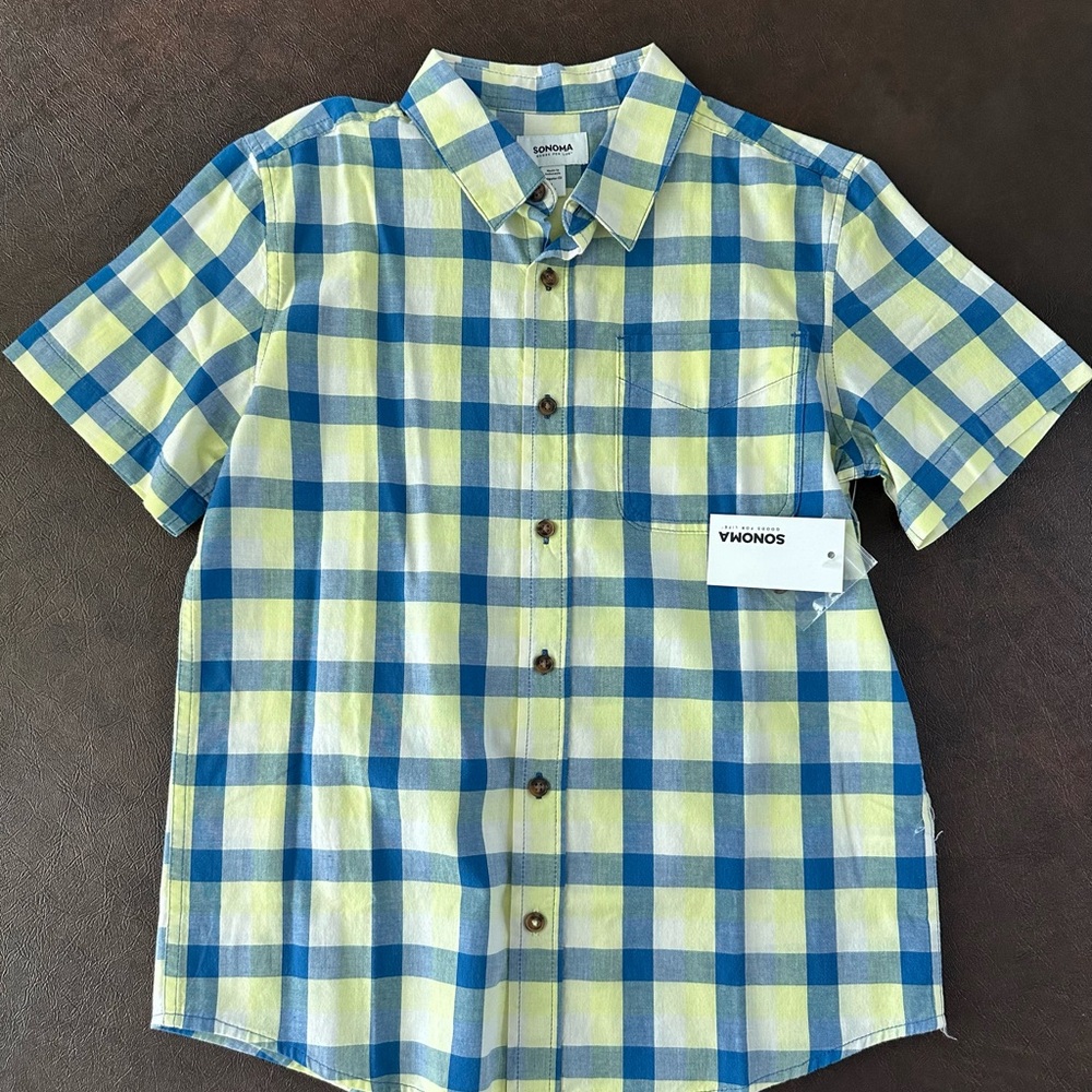 Sonoma Blue and Yellow Casual Button Down Shirt